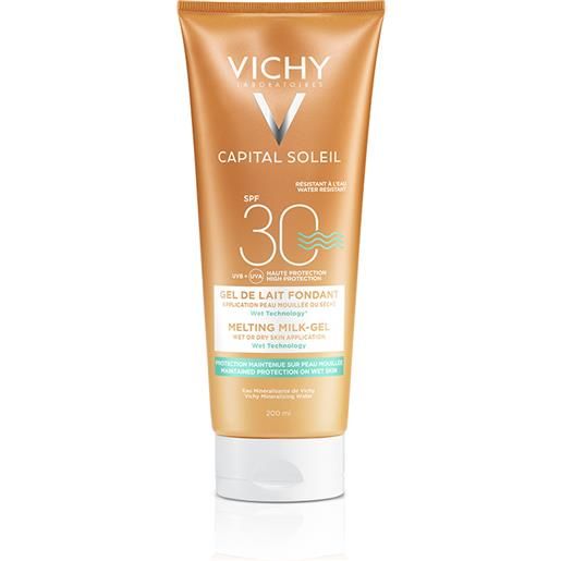 Vichy ideal soleil gel-latte ultra fondente per pelle bagnata o asciutta spf 30 200 ml