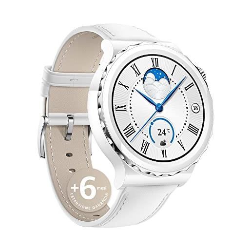 HUAWEI watch gt 3 pro 43 mm smartwatch orologio donna, elegante design in ceramica, quadrante in vetro zaffiro, monitoraggio della salute 24h, spo2, 5atm, gps, pelle