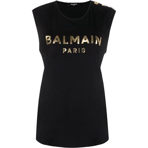 Balmain t-shirt smanicato con stampa - nero