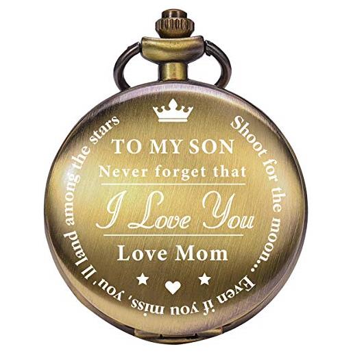 ManChDa orologio da tasca - non dimenticarlo mai, ti amo, amo la mamma - orologio da tasca al quarzo regalo da mamma a figlio