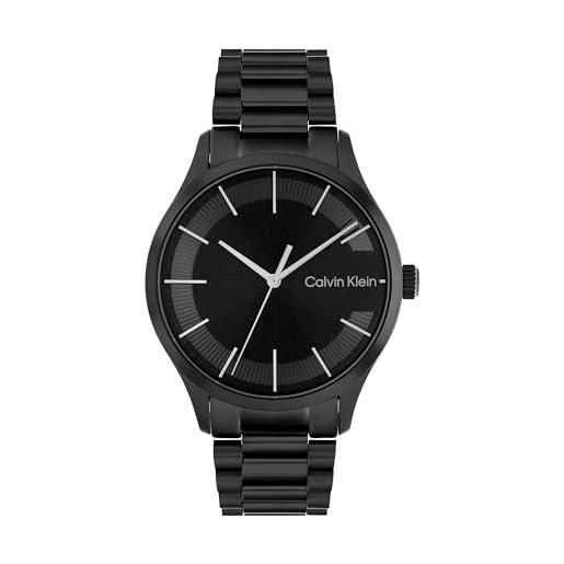 Calvin Klein orologio analogico al quarzo per uomo e donna collezione iconic bracelet - 40mm con cinturino in acciaio inossidabile nero - 25200040