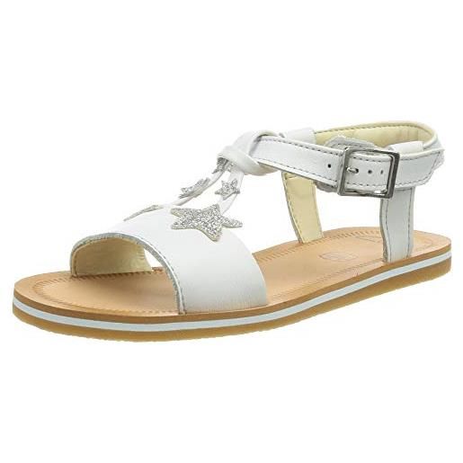 Clarks finch summer k, sandali bambine e ragazze, bianco (white leather), 32 eu