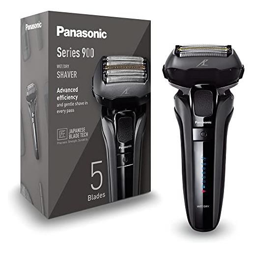 Panasonic series 900 es-lv6u rasoio elettrico a 5 lame per gli uomini, rasoio cordless bagnato e asciutto, rasoio elettrico con pulizia automatica, testa del rasoio flessibile e sensore