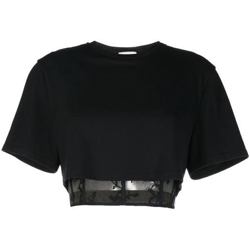 Alexander McQueen t-shirt con maniche crop - nero