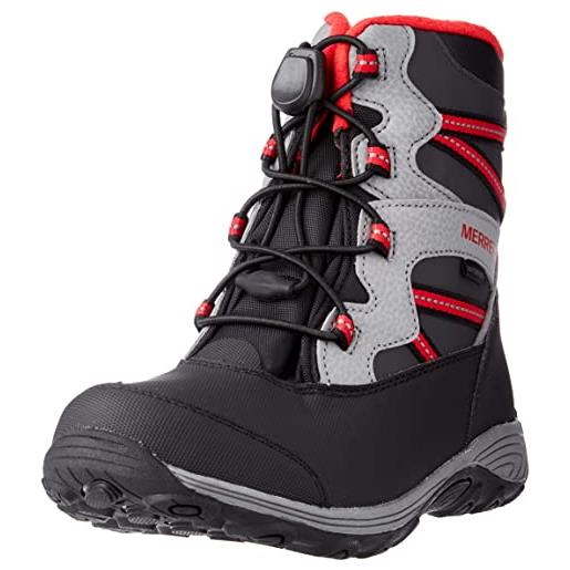 Merrell outback snow boot wtrpf, stivali da escursionismo bambini e ragazzi, black/grey/red, 37 eu