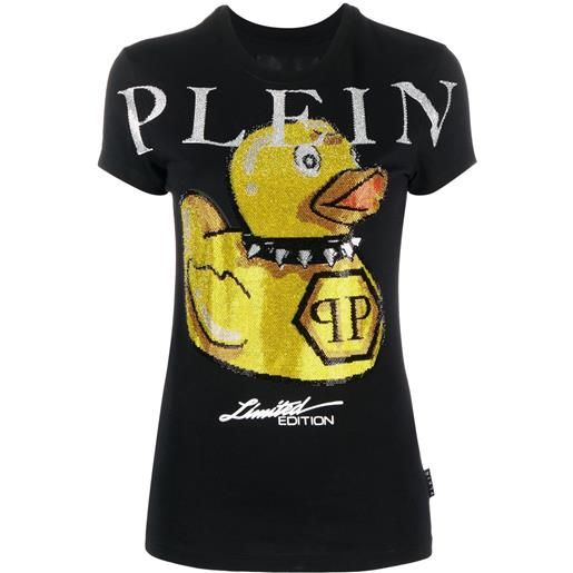 Philipp Plein t-shirt duck stones con scollo rotondo - nero
