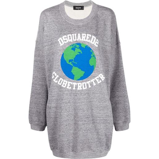 Dsquared2 abito stile maglione globetrotter con stampa - grigio