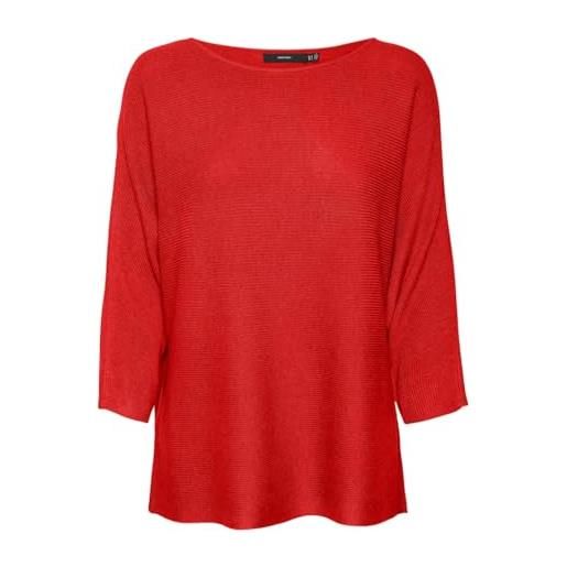VERO MODA vmnora 3/4 boatneck blouse noos pullover, rosso-fiery red, xs donna