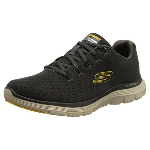 Skechers flex advantage 4.0, sneakers uomo, carbone logo giallo, 47.5 eu