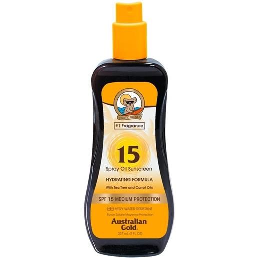 Australian Gold spf15 spray oil sunscreen 237ml - spray olio solare con carota protezione media