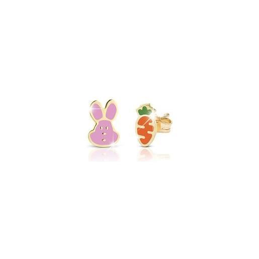 leBebé fortuna ♡ orecchini oro giallo carota e coniglietto pmg051