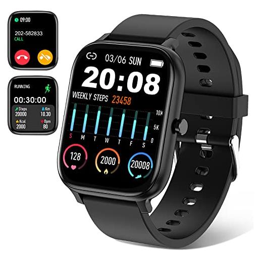 Choiknbo smartwatch uomo donna, orologio fitness con chiamate, 1.69 smart watch monitor per android/ios, 24h cardiofrequenzimetro
