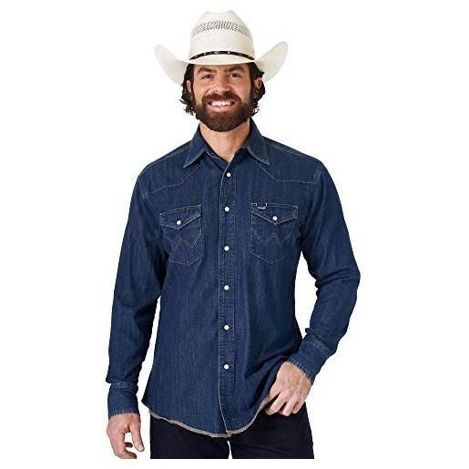 Wrangler ms70619 - camicia western con taglio cowboy, a maniche lunghe, con chiusura a scatto, confezione da 1, colore: rosso, m