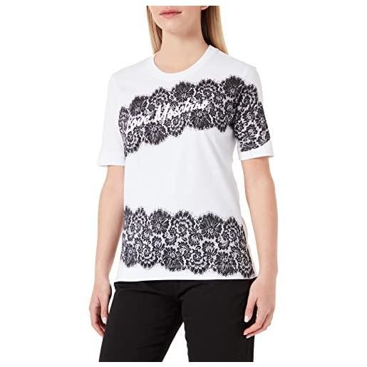 Love Moschino t-shirt with handmade lace print, nero, 48 donna