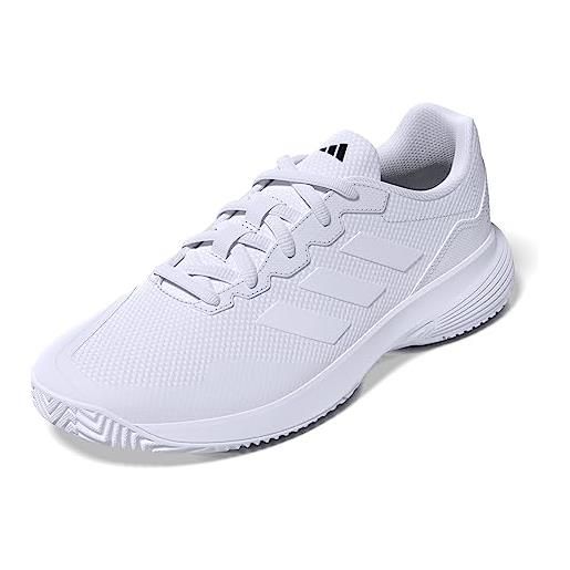 adidas gamecourt 2 m, shoes-low (non football) uomo, ftwr white/ftwr white/matte silver, 36 eu