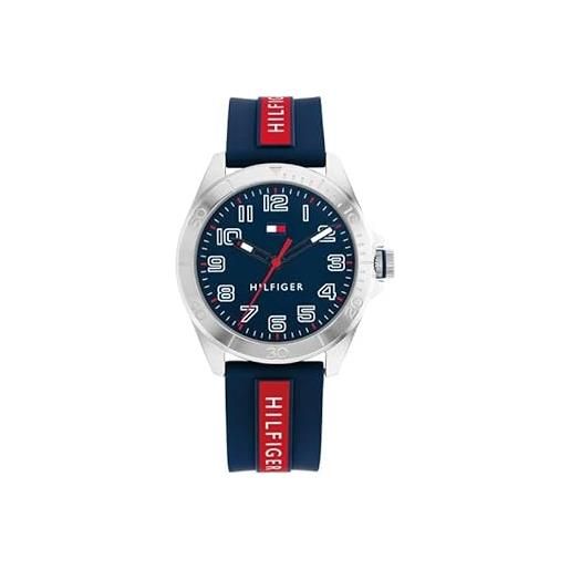 Tommy Hilfiger orologio da bambino blu, rosso e argento analogico 1720019, striscia