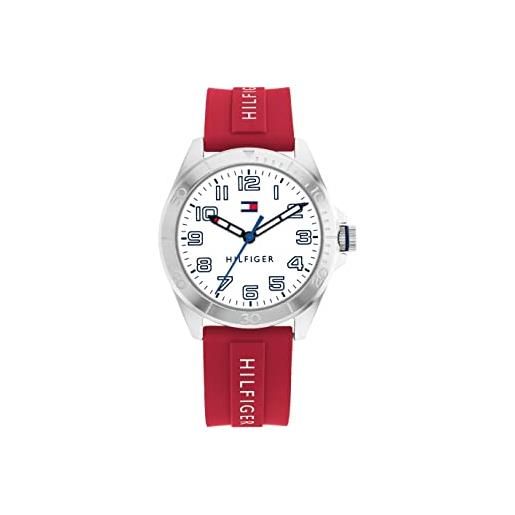 Tommy Hilfiger 1720021 - orologio da bambino, rosso, bianco e argento, analogico