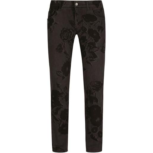 Dolce & Gabbana jeans skinny con stampa - nero