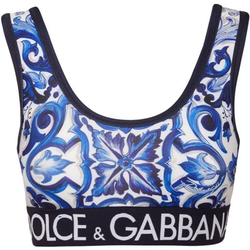 DOLCE & GABBANA crop top in jersey stampato con logo