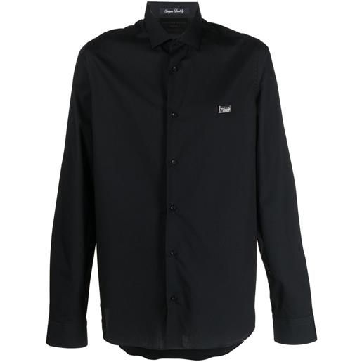Philipp Plein camicia con placca logo - nero