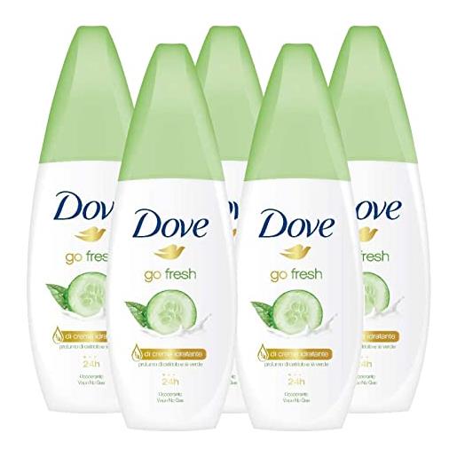 Dove 5x Dove deodorante go fresh spray vapo no gas al cetriolo e tè verde antitraspirante - 5 flaconi da 75ml ognuno