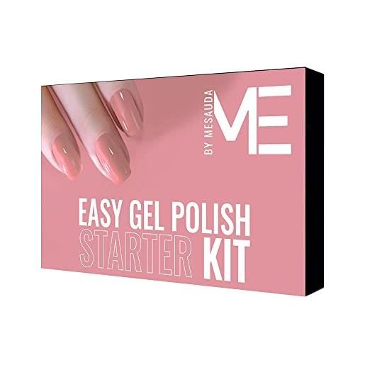 Me by mesauda easy gel polish starter kit - kit per l'applicazione dello smalto semipermanente - nude edition - tecnologia easy on - easy off - vegan e cruelty free - 4,5 ml