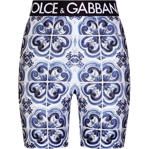 Dolce & Gabbana shorts da ciclismo con stampa maioliche - blu