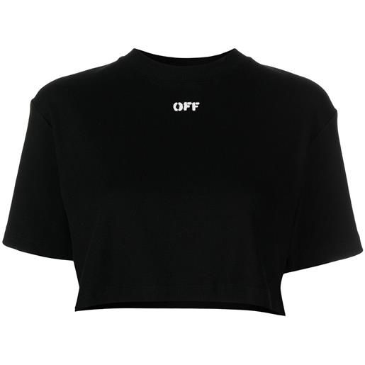 Off-White t-shirt crop con stampa - nero