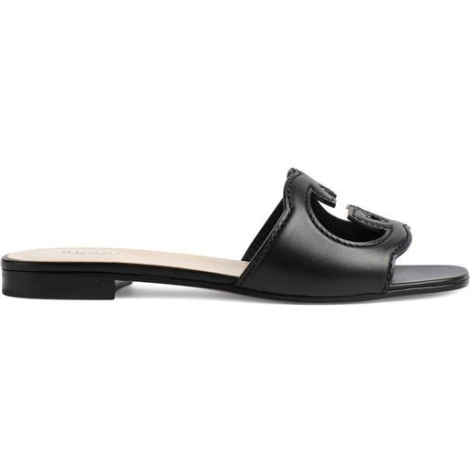 Gucci sandali con suola piatta gg con cut-out - nero
