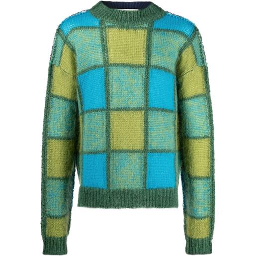Marni maglione girocollo con motivo geometrico - verde