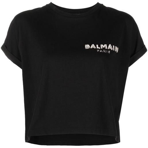 Balmain t-shirt con paillettes - nero