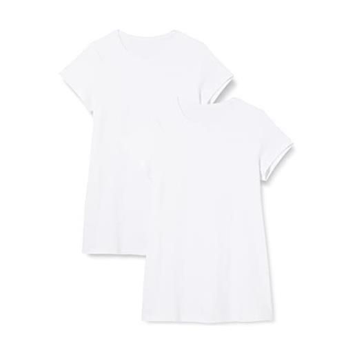 FM London - abito maglietta casual da donna, morbido, a maniche corte, dal design confortevole, bianco, 34