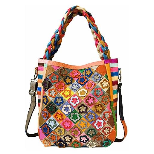 Eysee borsa donna in vera pelle multicolore di fiori - donne borsa a tracolla borsa colorata
