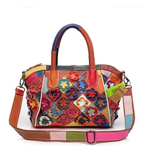 Eysee borsa donna in vera pelle multicolore di fiori - donne borsa a tracolla borsa colorata piccola