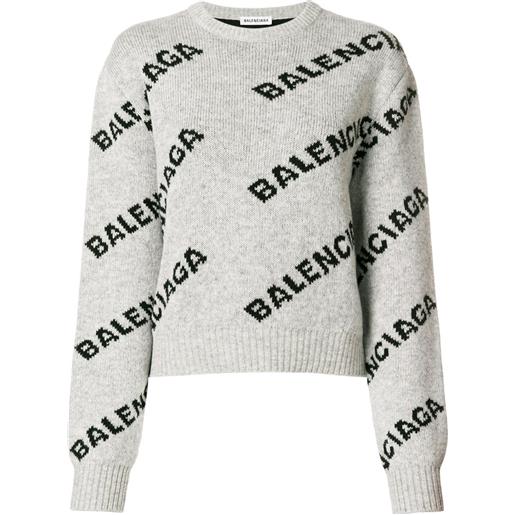 Balenciaga maglione con logo - grigio