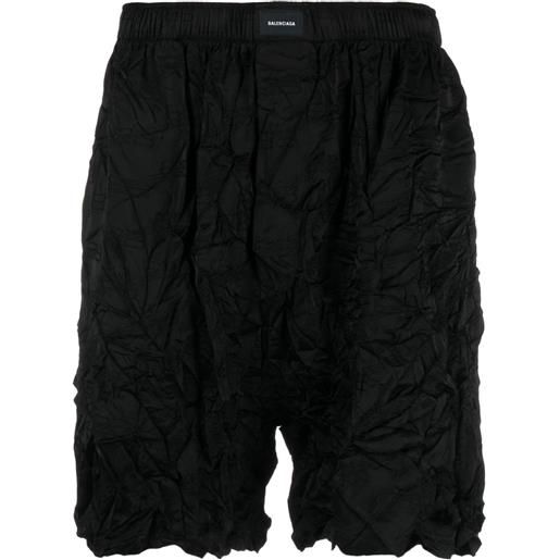Balenciaga shorts pigiama con effetto stropicciato - nero