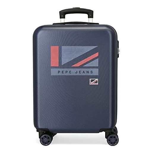 Pepe Jeans aidan valigia da cabina blu 38 x 55 x 20 cm rigida abs chiusura a combinazione laterale 34 2,74 kg 4 ruote doppi bagaglio a mano
