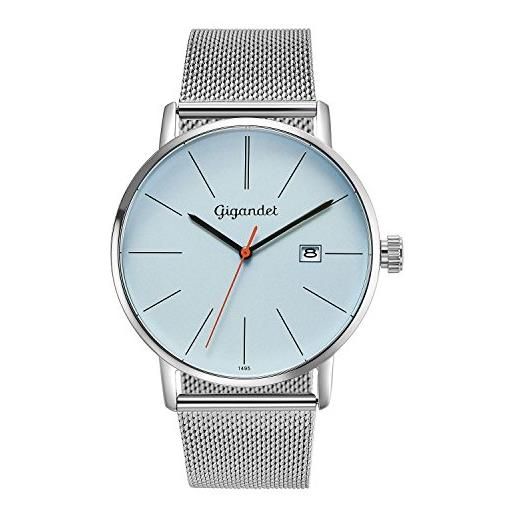 Gigandet orologio uomo quarzo minimalism analogico bracciale acciaio milanese argento blu g42-013