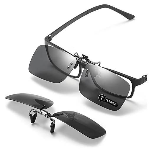 TERAISE polarized clip-on sunglasses over prescription glasses anti-glare uv404 for men women driving travelling outdoor sport