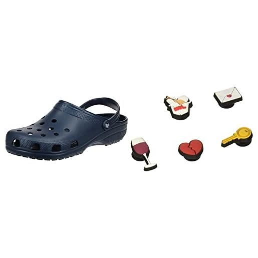 Crocs classic, zoccoli unisex - adulto, blu (navy), 36/37 eu+ decorazione scarpe 5 pezzi | personalizza con jibbitz unisex, night in, one-size