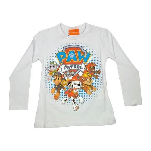 BABY DISTRIBUTION t-shirt maglia maglietta cotone bielastico bimbo bambino paw patrol bianco 5a