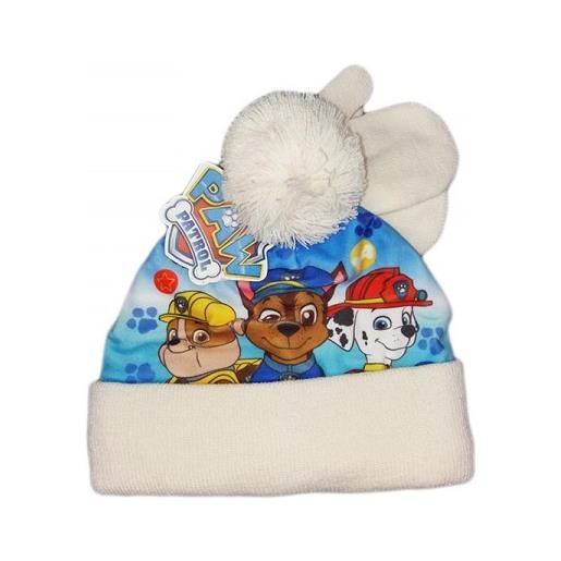 BABY DISTRIBUTION set 2pz cappello cappellino muffole guanti bimbo bambino paw patrol bianco tg 50