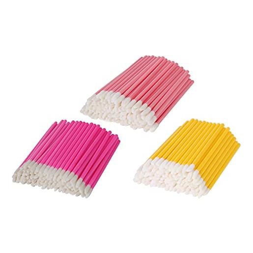 SeTaun 600 pennelli usa e getta per labbra, per trucco, rossetto, lucidalabbra, applicatori, kit di strumenti (rosa, giallo, rosa, rosso, 600)