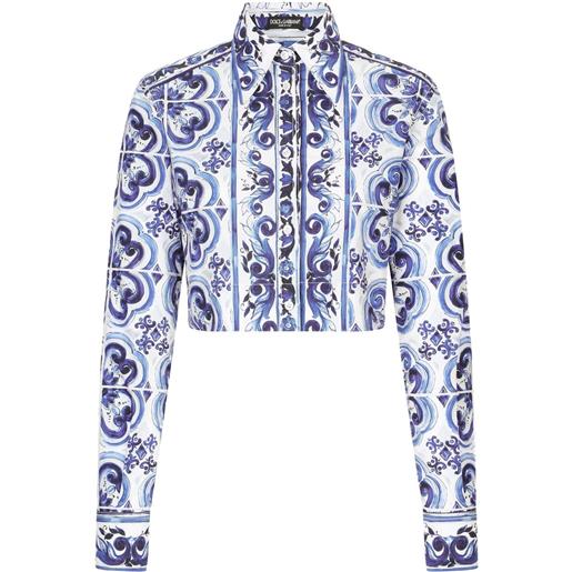 Dolce & Gabbana camicia crop con stampa - blu