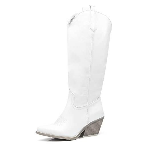 IF fashion stivali cowboy western texani scarpe da donna primaverili a punta camperos ly80-4 bianco n. 38