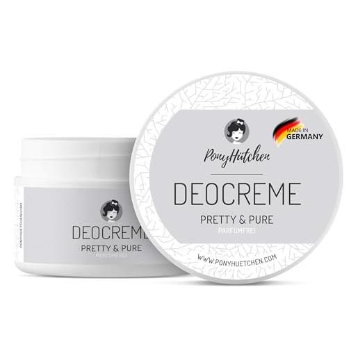 PonyHütchen - deocreme pretty & pure - senza profumo - crema deodorante solida vegana, senza alluminio e esperimenti sugli animali - unisex antitraspirante naturale made in germany - ideale per