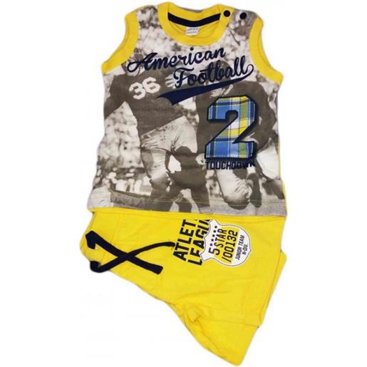 BABY DISTRIBUTION completo maglia canotta pantaloncino 9m ellepi giallo blu baby distribution 1 pezzo