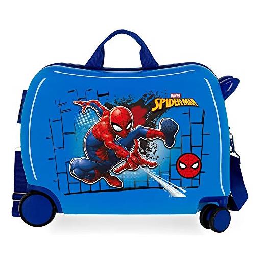 Marvel spiderman (red) valigia per bambini 2 ruote multidirezionali ragazzo, rosso, 50x39x20 cms