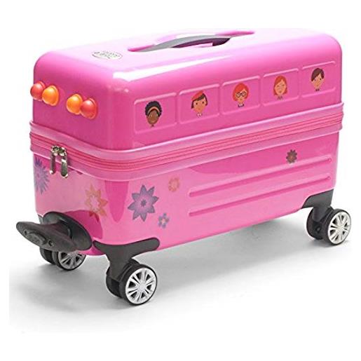 Travel Buddies ride-on pink bus, bagaglio a mano ragazza, autobus rosa, taglia unica