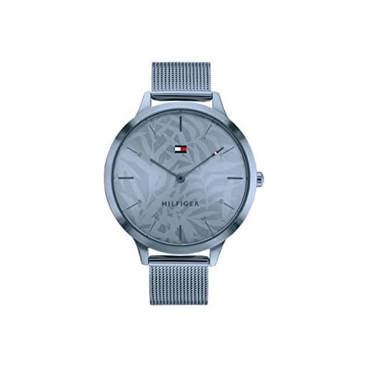 Tommy Hilfiger orologio analogico al quarzo da donna con cinturino in maglia metallica in acciaio inossidabile blu - 1782495